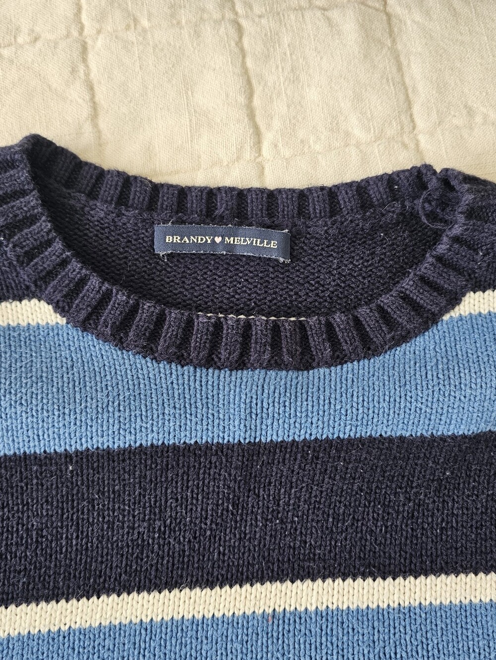 Brandy Melville Striped Blue Knit Pullover Sweater - Picture 2 of 4